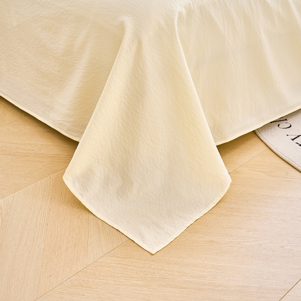 91家纺网 家纺一手货源 找家纺 钰锦珀家纺 2026春夏新款云感皱皱纱镂空花边三件套四件套 奶油芝士