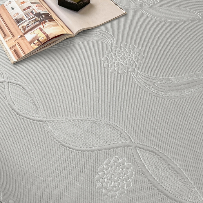 91家纺网 家纺一手货源 找家纺 库里梦家纺 2026新款高克重复合蕾丝花边PE高分子凉席-床裙款 芳菲-灰色