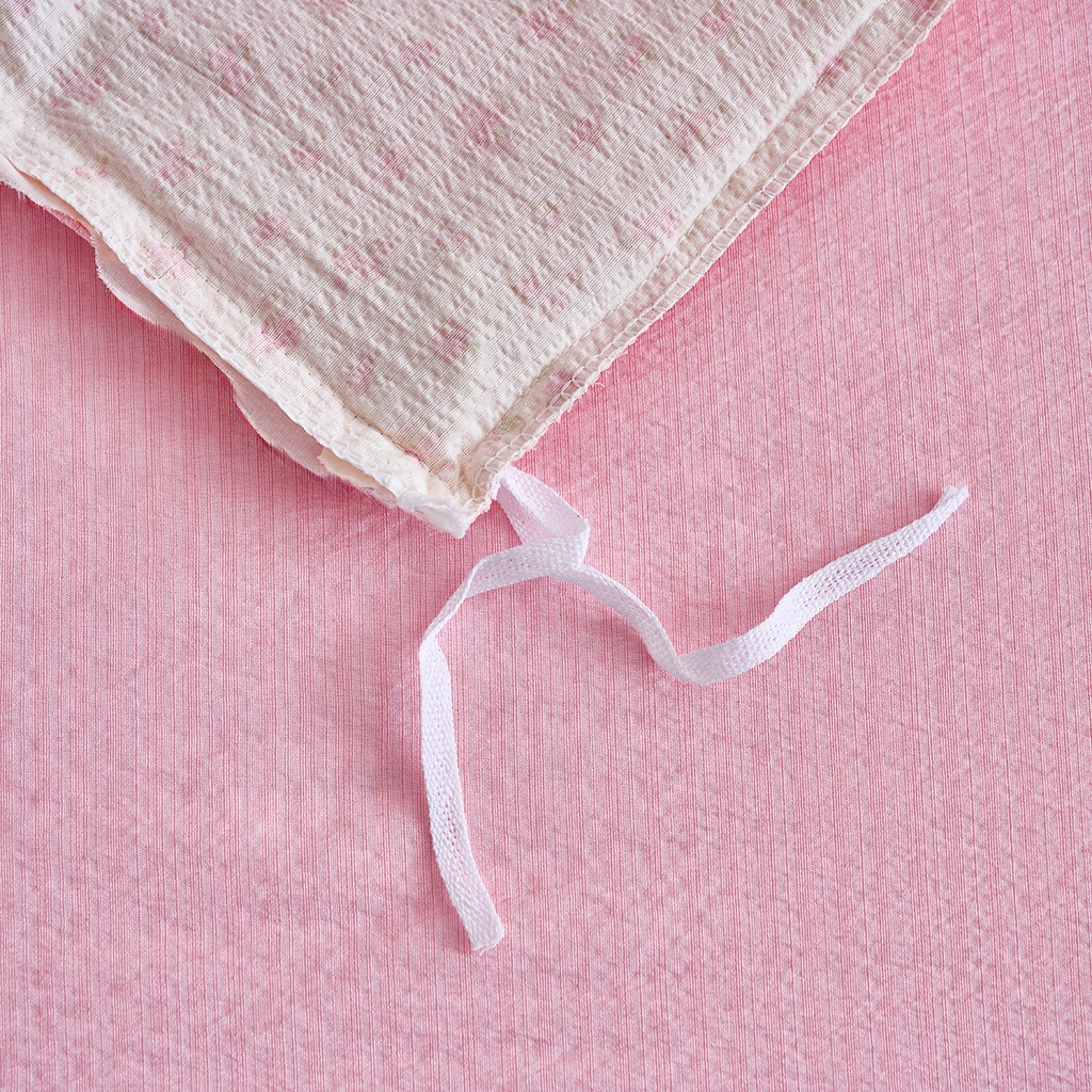 91家纺网 家纺一手货源 找家纺 钰锦珀家纺 2026春夏新款云感皱皱纱镂空花边三件套四件套 晓音-粉