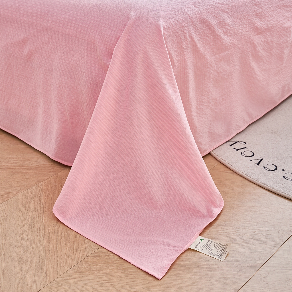 91家纺网 家纺一手货源 找家纺 钰锦珀家纺 2026春夏新款云感皱皱纱镂空花边三件套四件套 晓音-粉