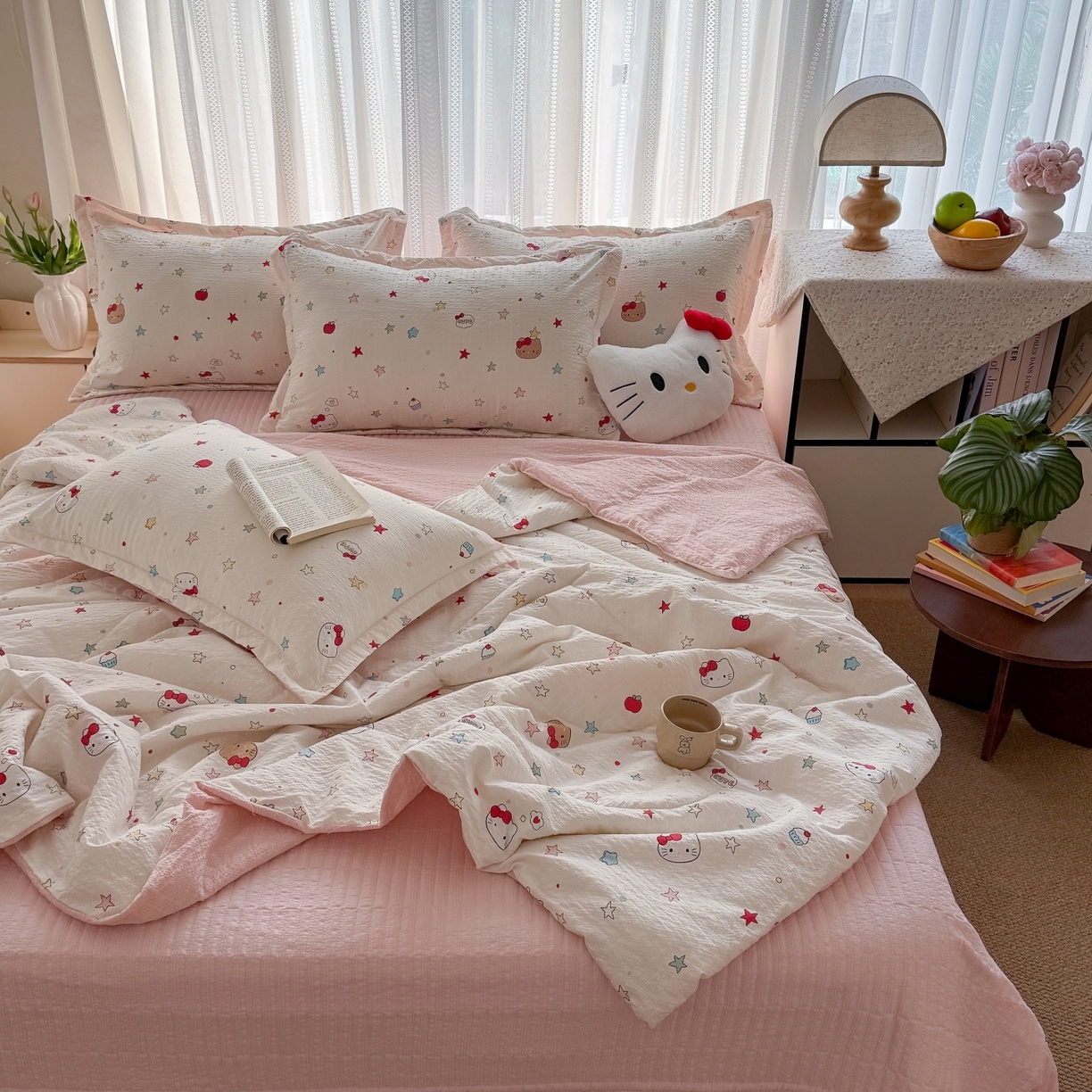 91家纺网 家纺一手货源 找家纺 （总）梵希雅 2026新款云感泡芙棉泡芙纱床盖夏被四件套