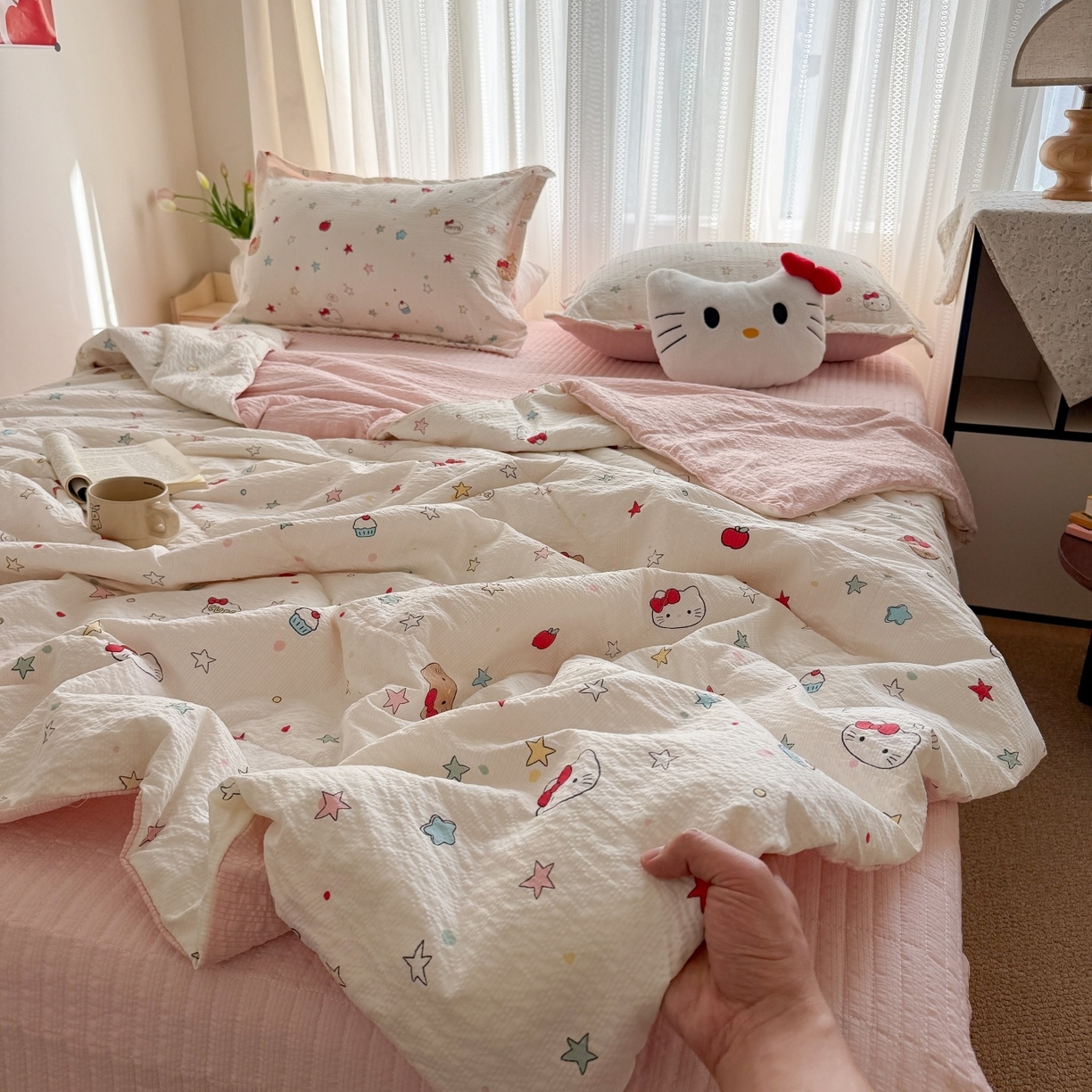 91家纺网 家纺一手货源 找家纺 （总）梵希雅 2026新款云感泡芙棉泡芙纱床盖夏被四件套