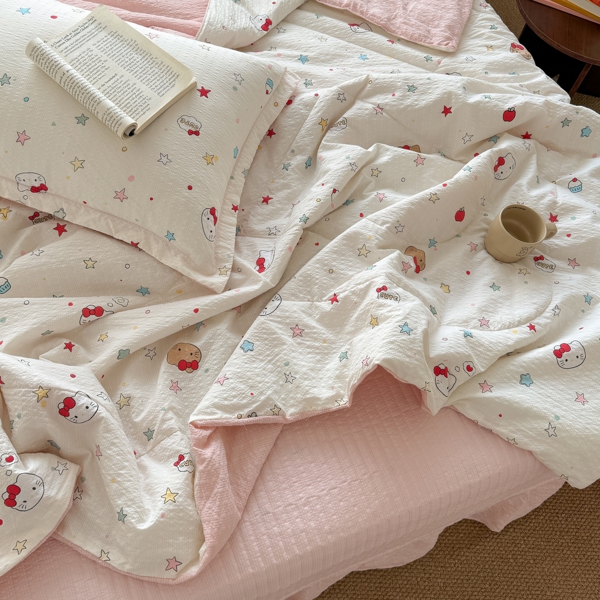 91家纺网 家纺一手货源 找家纺 （总）梵希雅 2026新款云感泡芙棉泡芙纱床盖夏被四件套