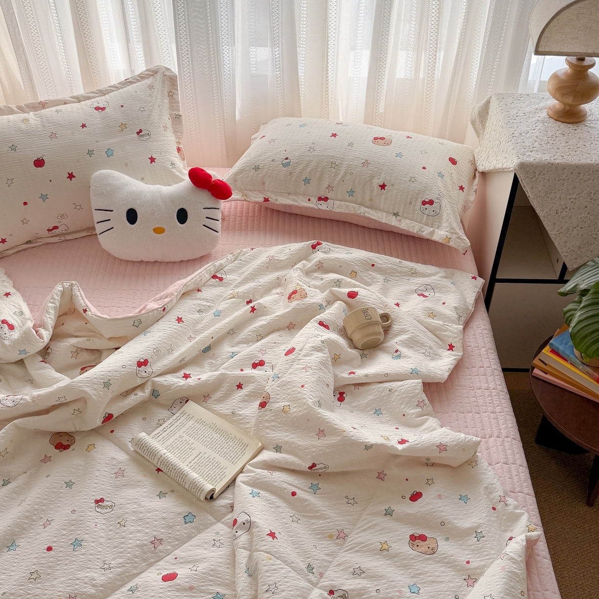 91家纺网 家纺一手货源 找家纺 （总）梵希雅 2026新款云感泡芙棉泡芙纱床盖夏被四件套