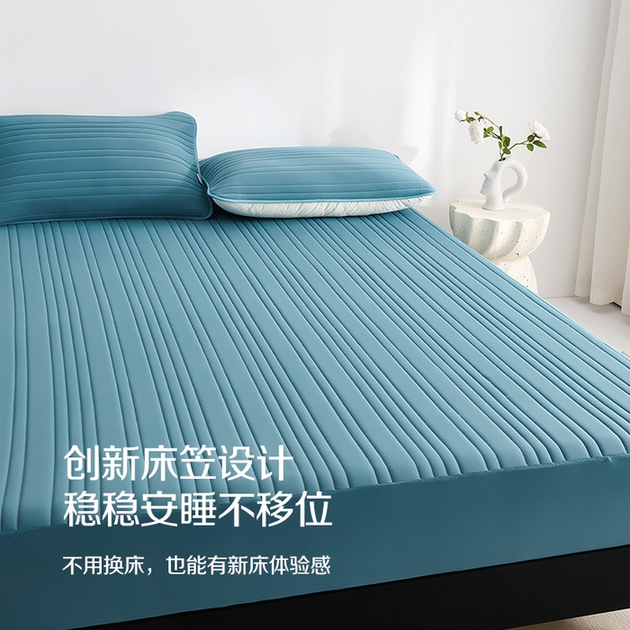 91家纺网 家纺一手货源 找家纺 唯爱品 2026新款星球凉感夏凉垫床笠款 星球凉感垫 墨绿