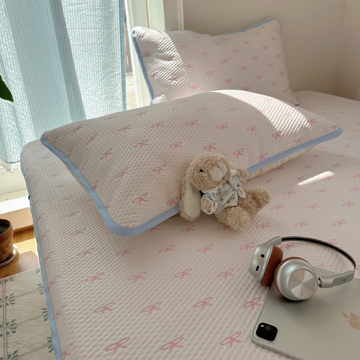 91家纺网 家纺一手货源 找家纺 山茶家居-原创设计（原山茶家纺） 2026新款pe果冻提花席凉席-芭蕾结语 芭蕾结语-粉-平铺款