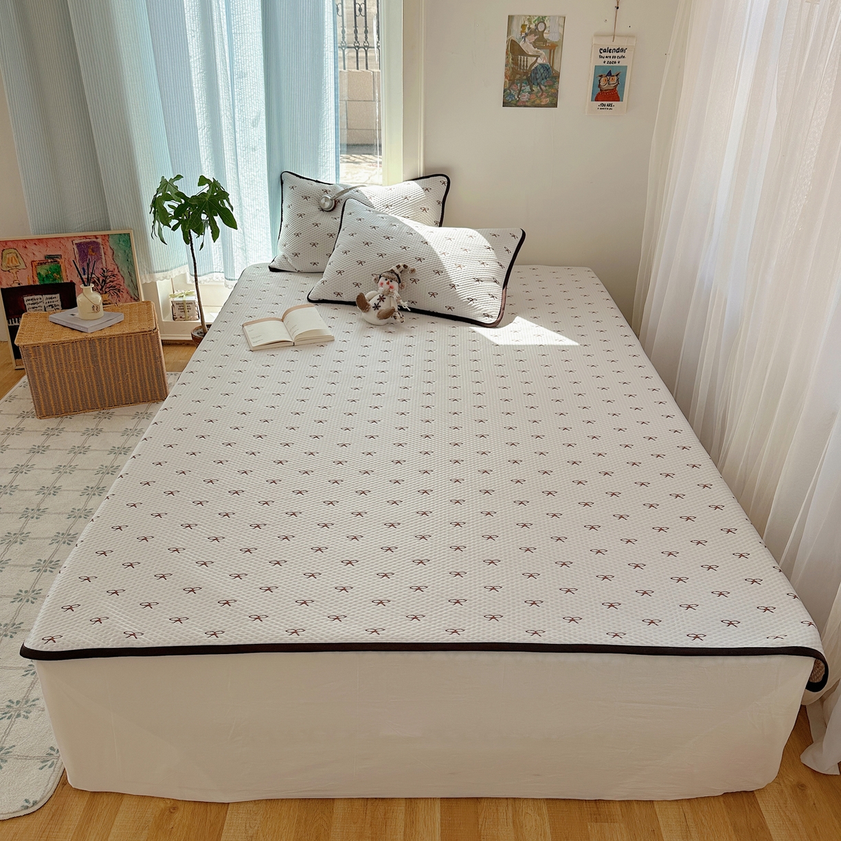 91家纺网 家纺一手货源 找家纺 山茶家居-原创设计（原山茶家纺） 2026新款pe果冻提花席凉席-芭蕾结语 芭蕾结语-咖-平铺款