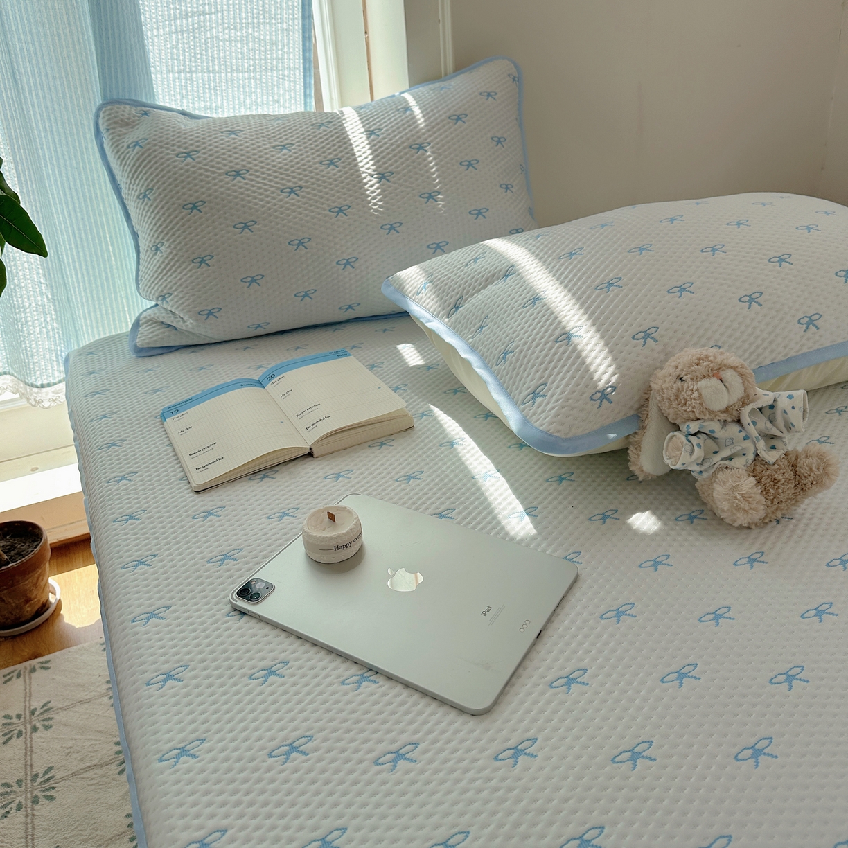 91家纺网 家纺一手货源 找家纺 山茶家居-原创设计（原山茶家纺） 2026新款pe果冻提花席凉席-芭蕾结语 芭蕾结语-蓝-平铺款