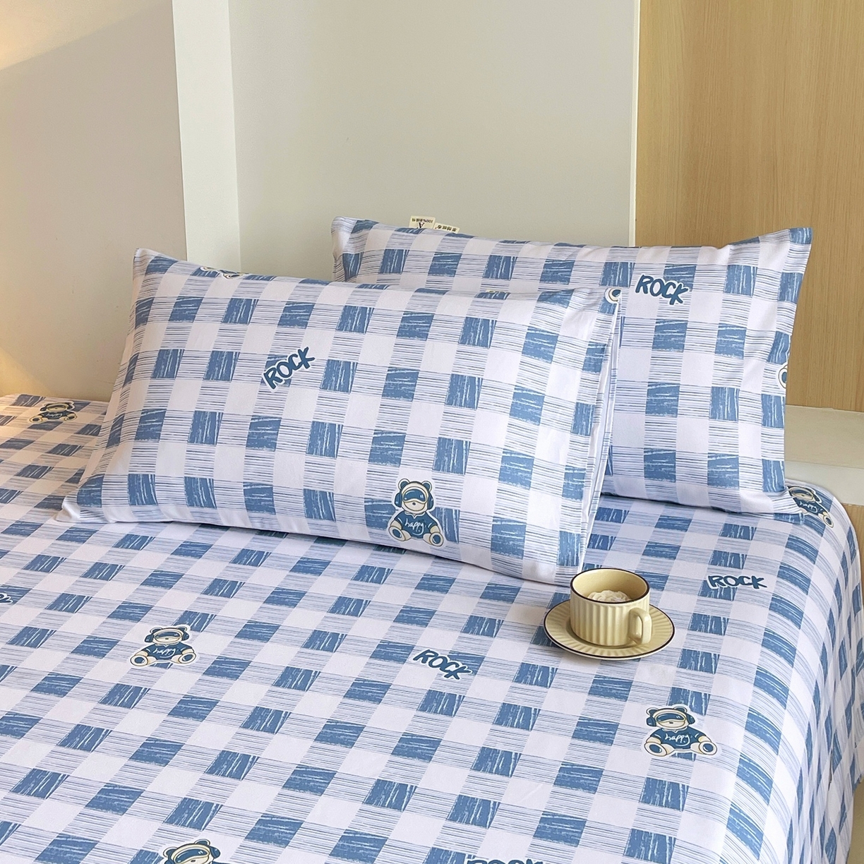 91家纺网 家纺一手货源 找家纺 春皖家纺 2026新款全棉老粗布普通款单枕套枕套单件 摇滚