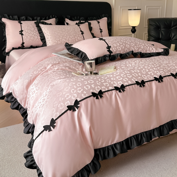 91家纺网 家纺一手货源 找家纺 （总）首尔家纺 2026新款水洗真丝拼接款豹纹提花四件套