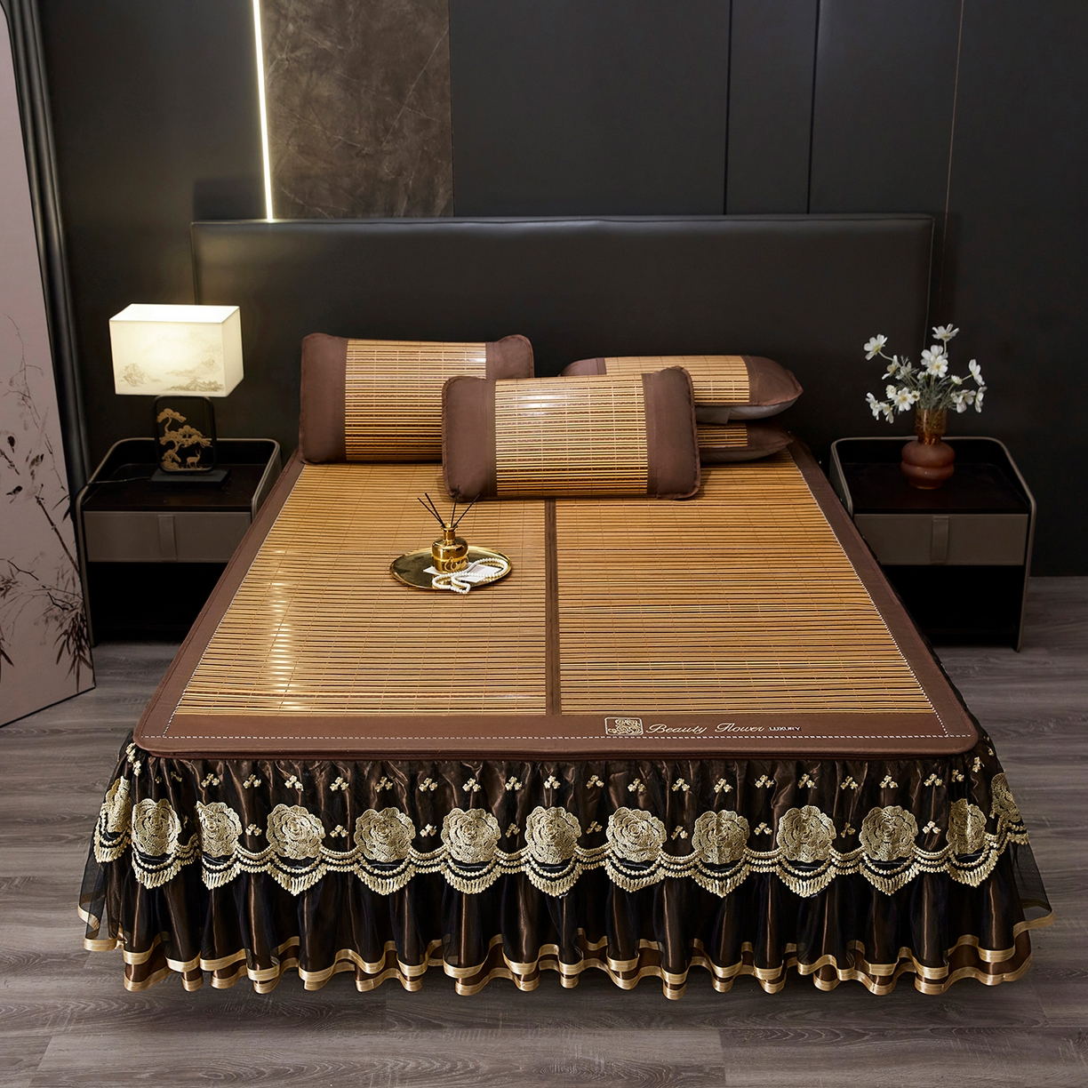 91家纺网 家纺一手货源 找家纺 （总）罗艺轩 2026春夏新款可拆卸床裙凉感竹席凉席席子-竹之韵（控价238/248/258/268起）