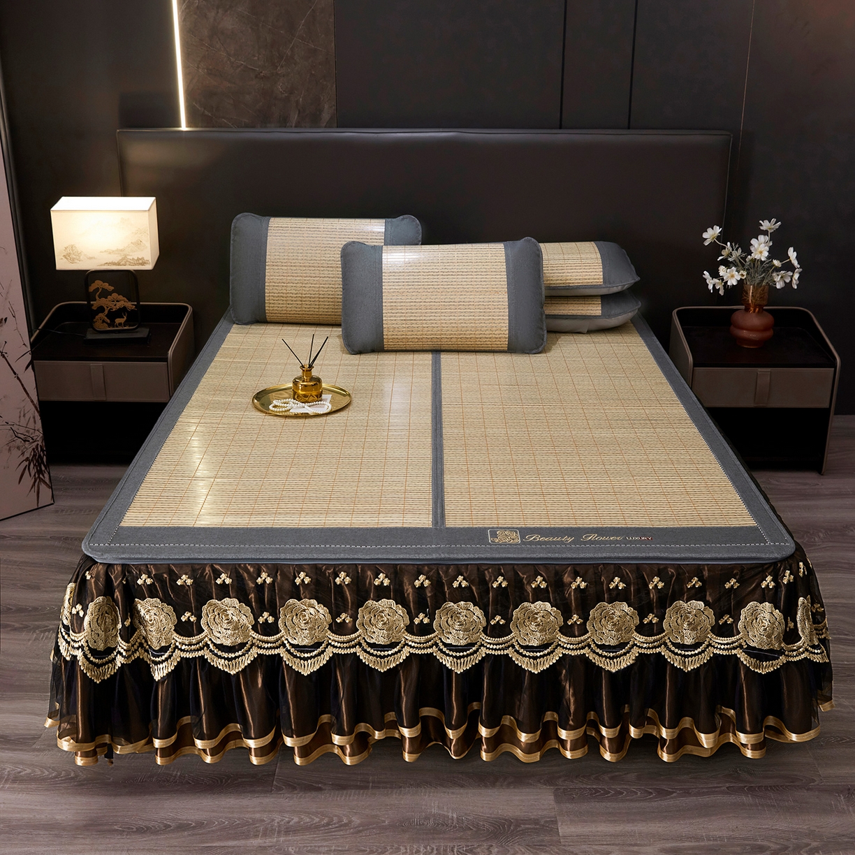 91家纺网 家纺一手货源 找家纺 （总）罗艺轩 2026春夏新款可拆卸床裙凉感竹席凉席席子-竹之韵（控价238/248/258/268起）