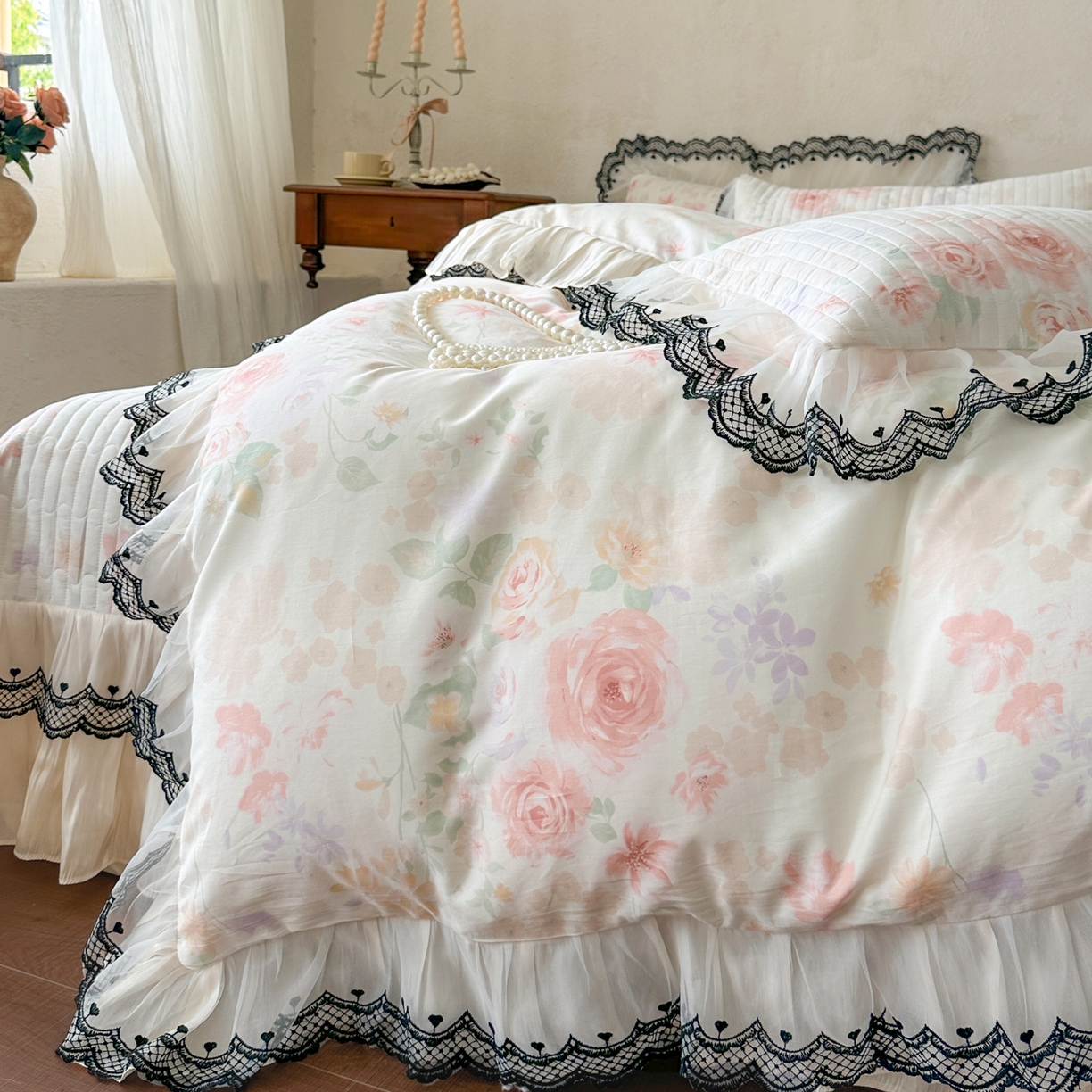 91家纺网 家纺一手货源 找家纺 （总）恋尚 2026春夏新款全棉纯棉印花床盖四件套 四件套控价300起