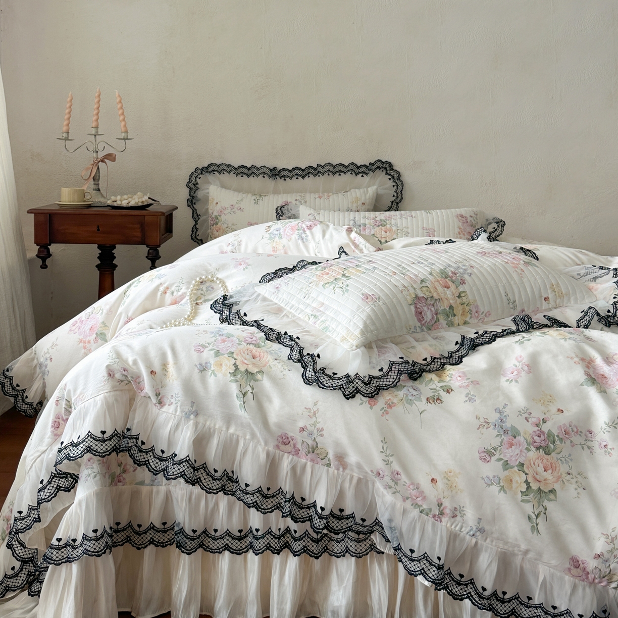 91家纺网 家纺一手货源 找家纺 恋尚 2026春夏新款全棉纯棉印花床盖四件套 四件套控价300起 春薇花信