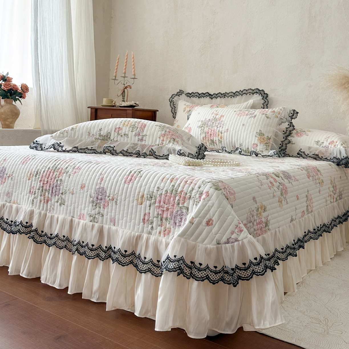 91家纺网 家纺一手货源 找家纺 恋尚 2026春夏新款全棉纯棉印花床盖四件套 四件套控价300起 繁花香颂