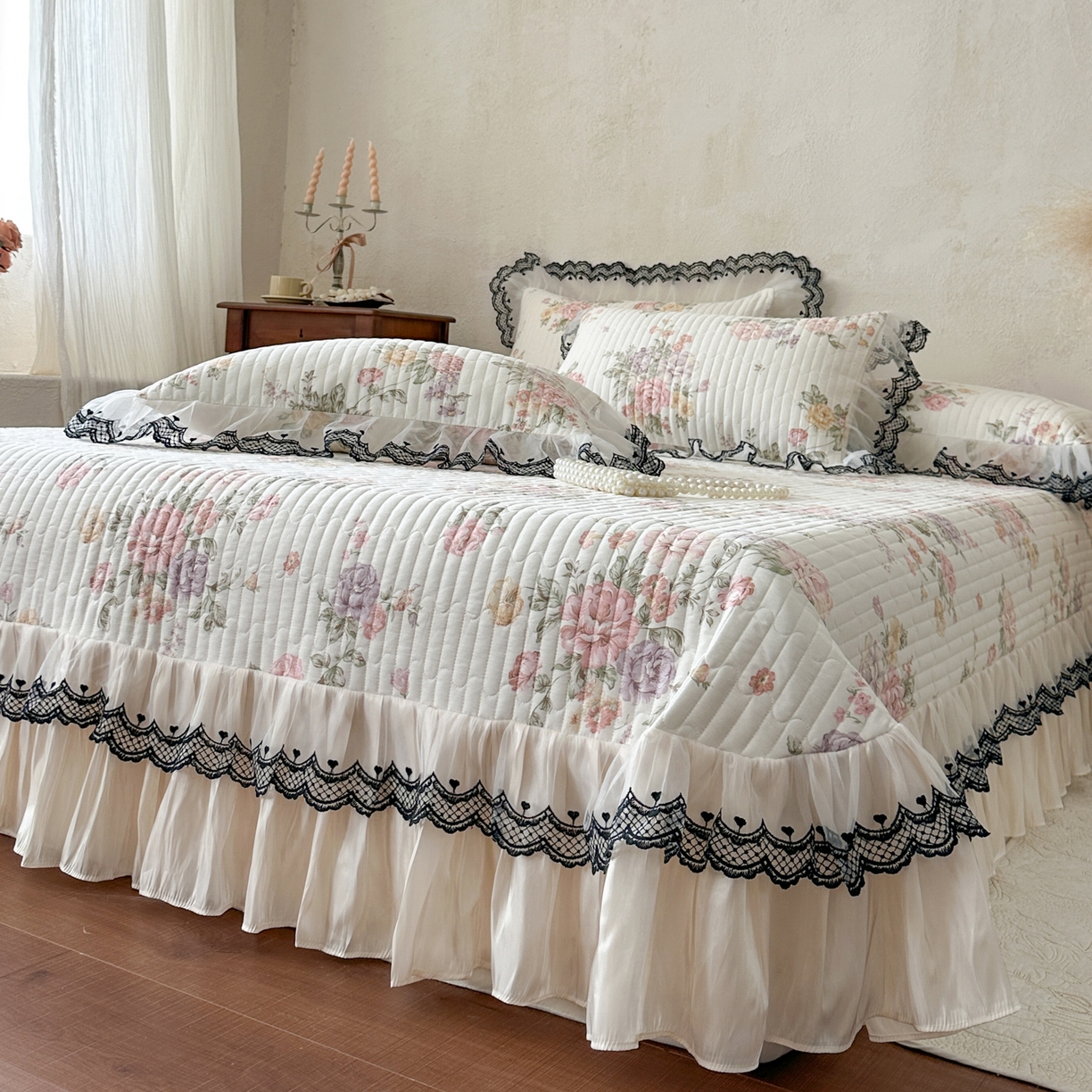 91家纺网 家纺一手货源 找家纺 恋尚 2026春夏新款全棉纯棉印花床盖四件套 四件套控价300起 繁花香颂