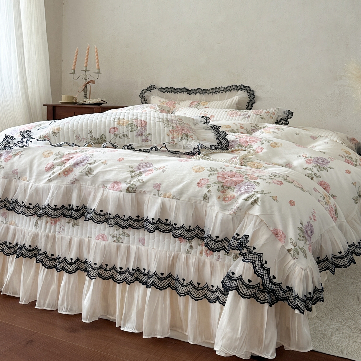 91家纺网 家纺一手货源 找家纺 恋尚 2026春夏新款全棉纯棉印花床盖四件套 四件套控价300起 繁花香颂