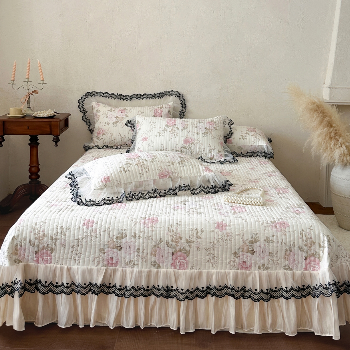 91家纺网 家纺一手货源 找家纺 恋尚 2026春夏新款全棉纯棉印花床盖四件套 四件套控价300起 花蔓日记