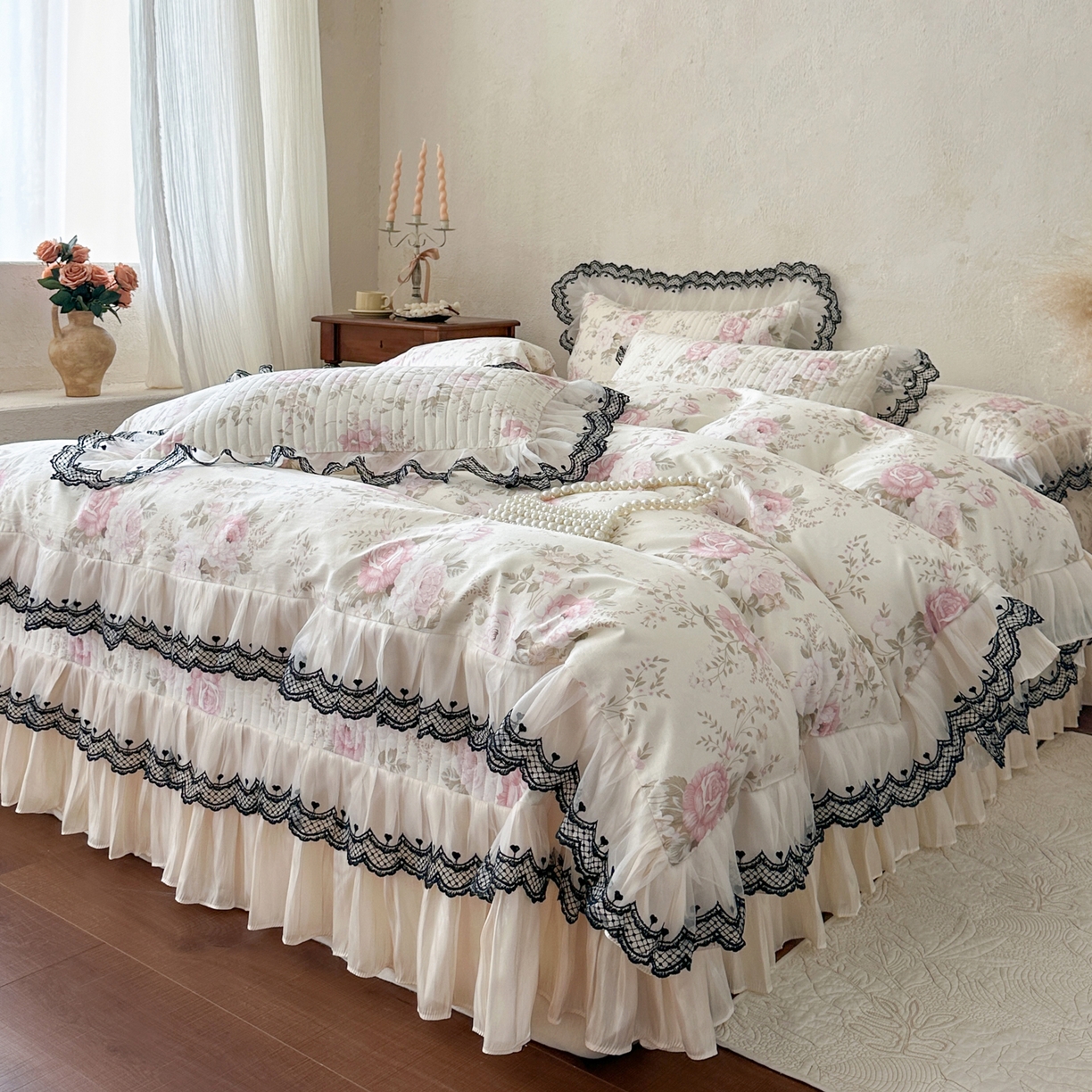 91家纺网 家纺一手货源 找家纺 恋尚 2026春夏新款全棉纯棉印花床盖四件套 四件套控价300起 花蔓日记