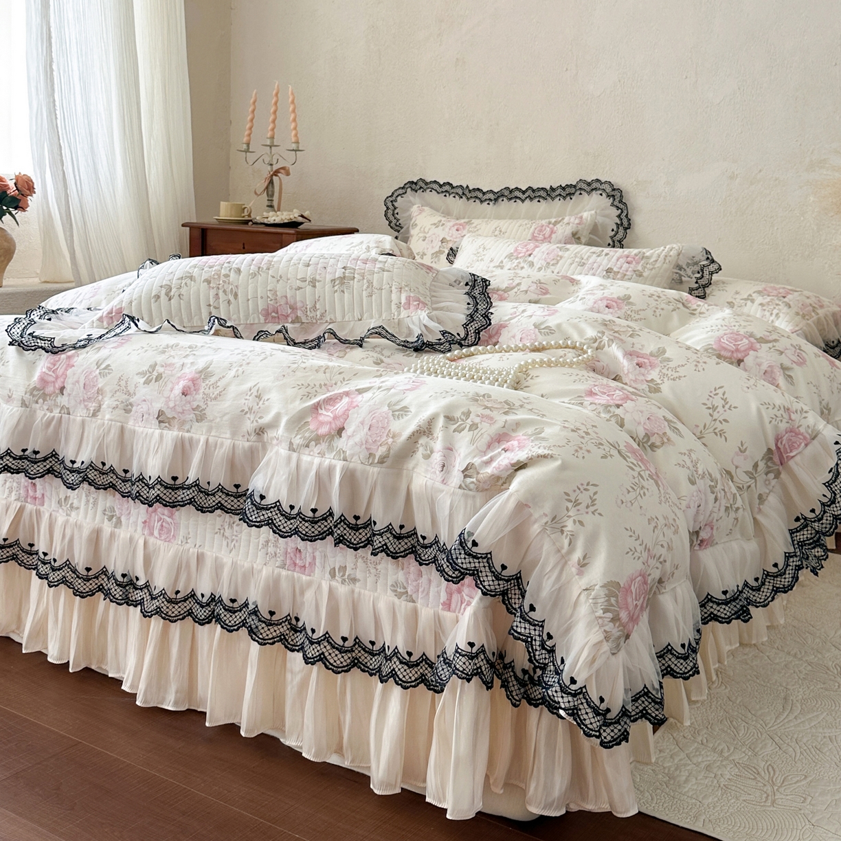 91家纺网 家纺一手货源 找家纺 恋尚 2026春夏新款全棉纯棉印花床盖四件套 四件套控价300起 花蔓日记