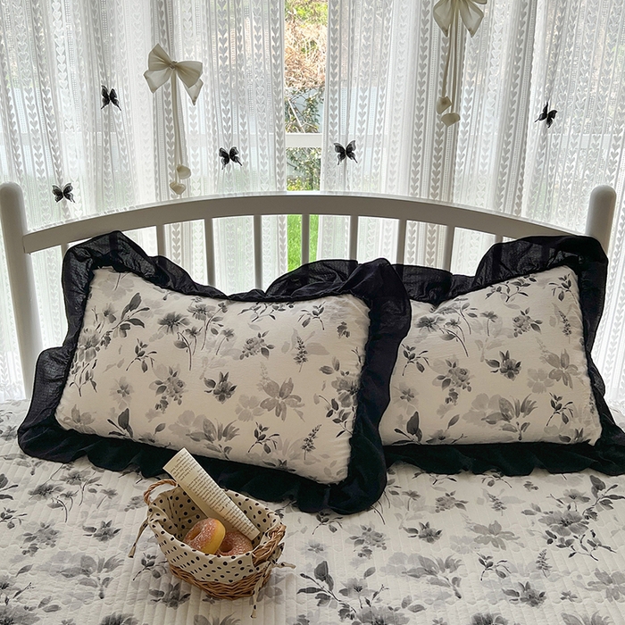 91家纺网 家纺一手货源 找家纺 （总）金梦拉家纺 2026新款皱皱纱泡泡纱法式赫本系列床盖大花边四件套夏被四件套