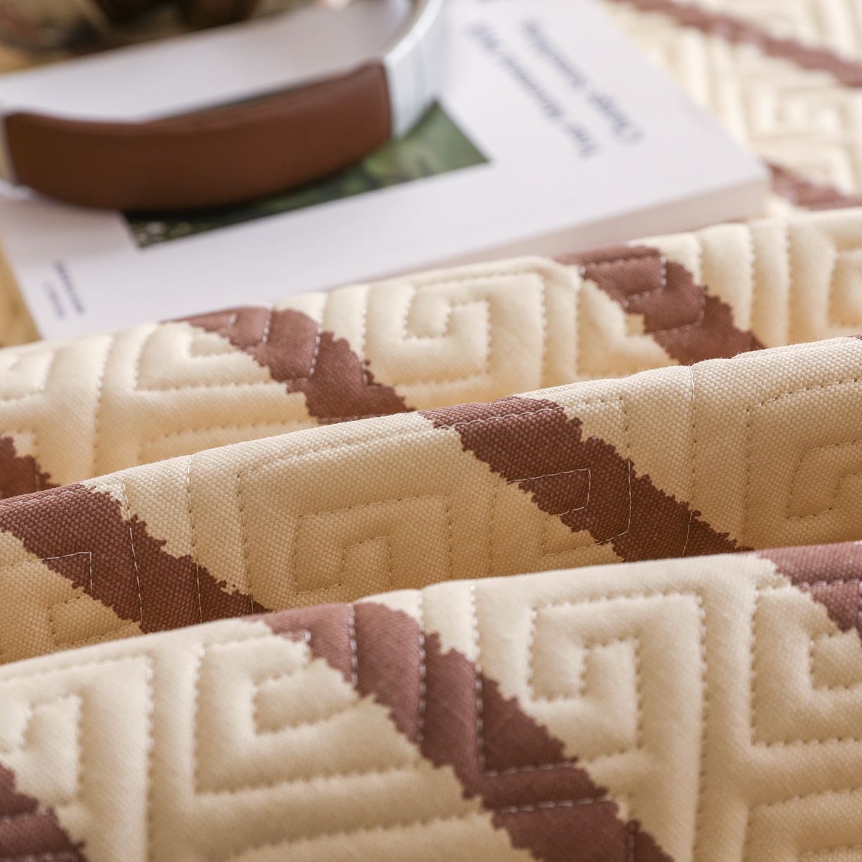 91家纺网 家纺一手货源 找家纺 简宜家居（朝初家纺） 2026新款纯棉老粗布夏季凉席席子 粗条-浅紫