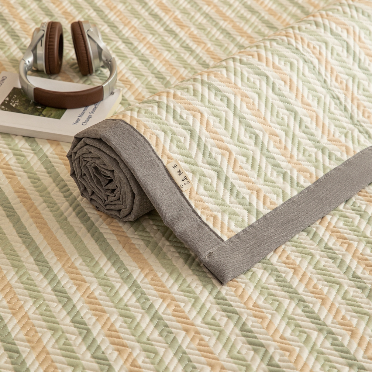 91家纺网 家纺一手货源 找家纺 简宜家居（朝初家纺） 2026新款纯棉老粗布夏季凉席席子 粗条-悠韵