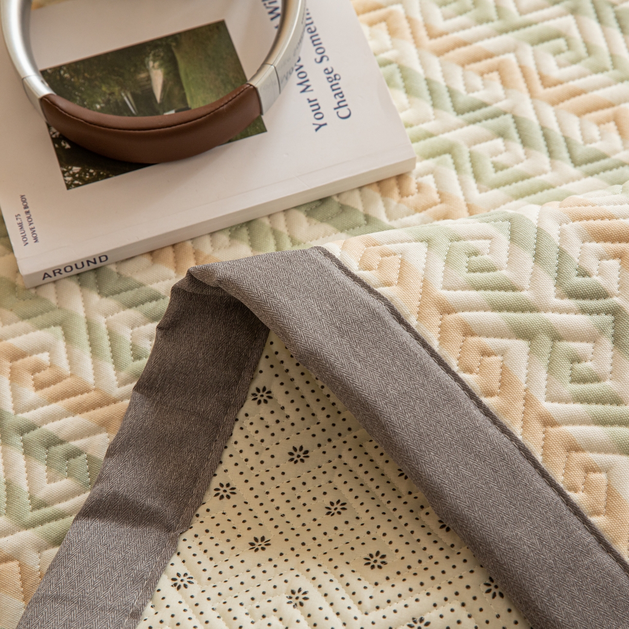 91家纺网 家纺一手货源 找家纺 简宜家居（朝初家纺） 2026新款纯棉老粗布夏季凉席席子 粗条-悠韵