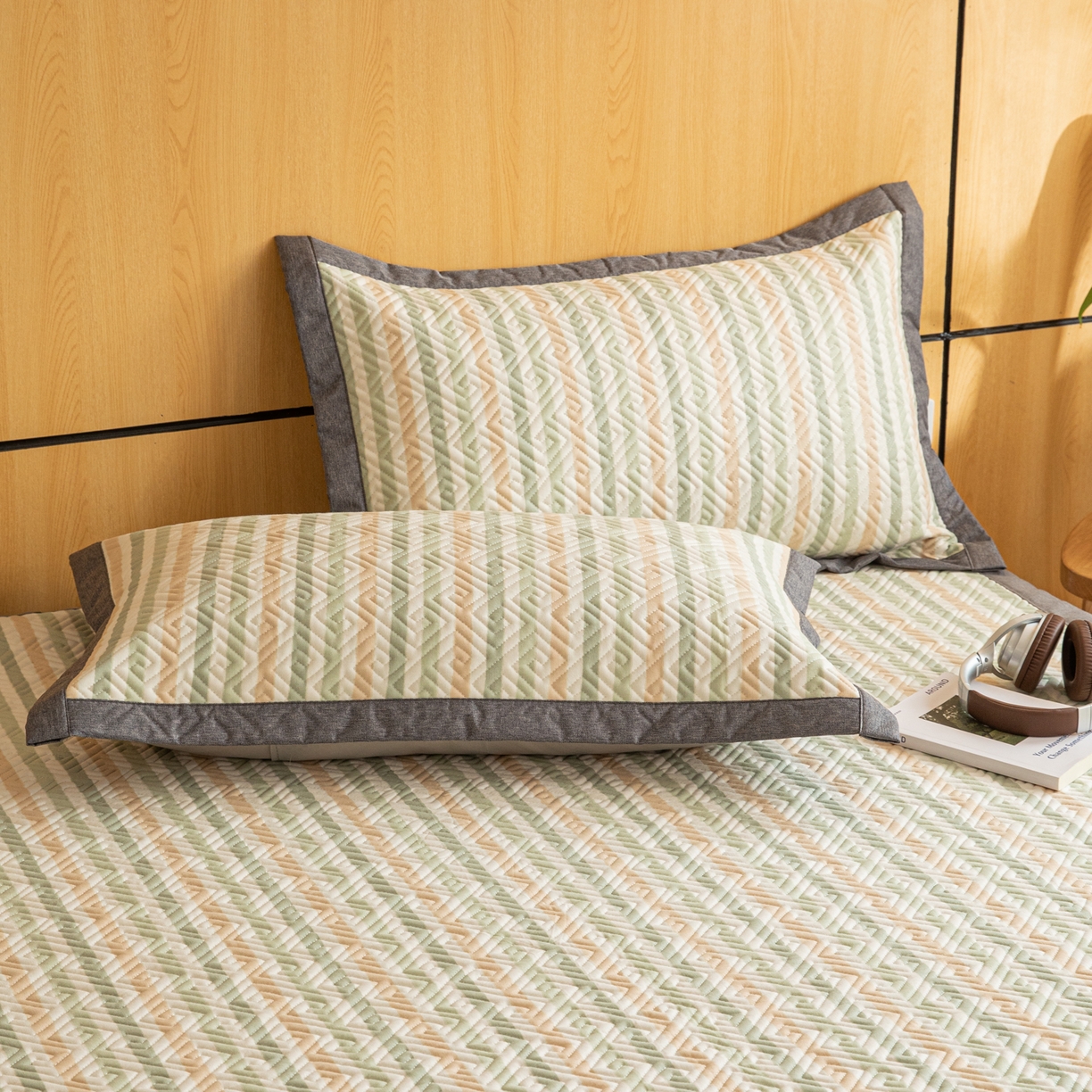 91家纺网 家纺一手货源 找家纺 简宜家居（朝初家纺） 2026新款纯棉老粗布夏季凉席席子 粗条-悠韵