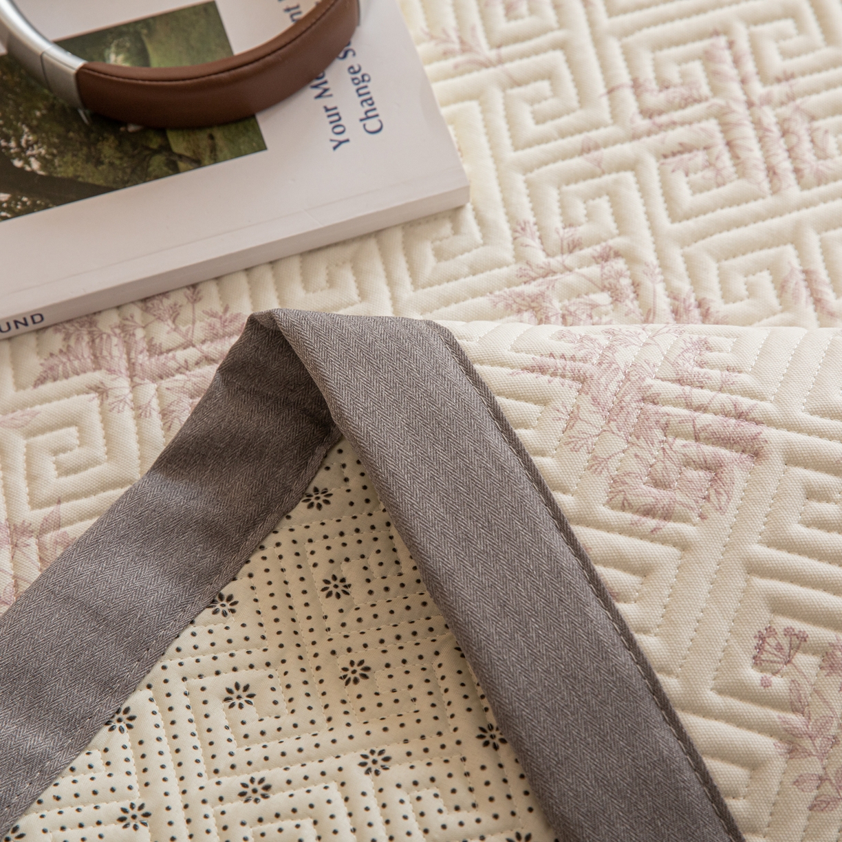 91家纺网 家纺一手货源 找家纺 简宜家居（朝初家纺） 2026新款纯棉老粗布夏季凉席席子 翠影-粉