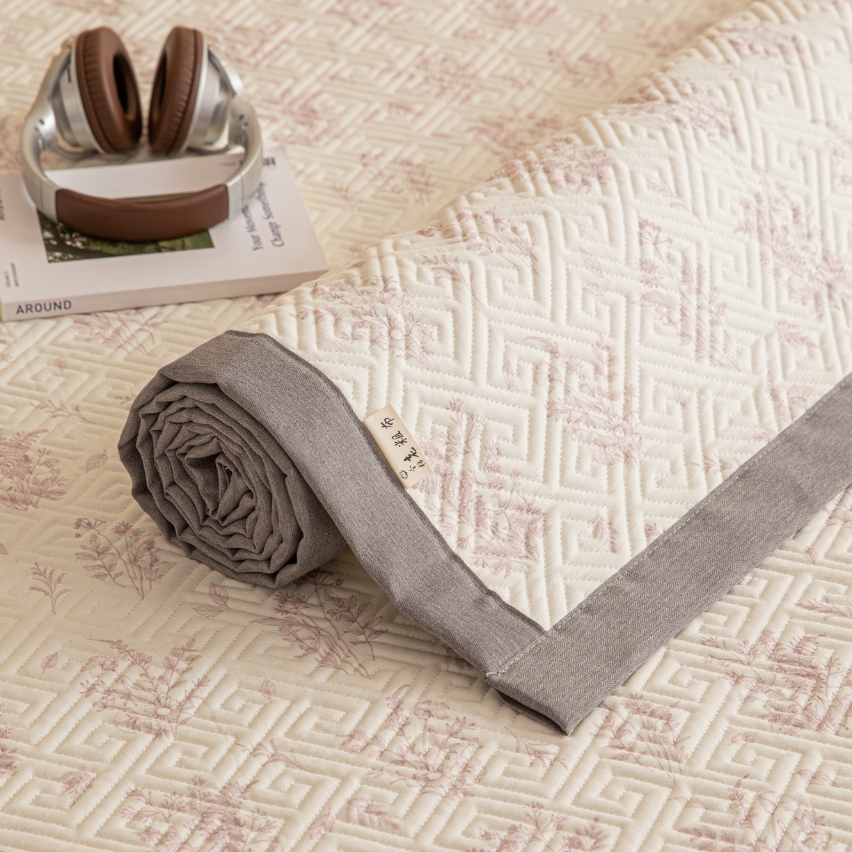 91家纺网 家纺一手货源 找家纺 简宜家居（朝初家纺） 2026新款纯棉老粗布夏季凉席席子 翠影-粉