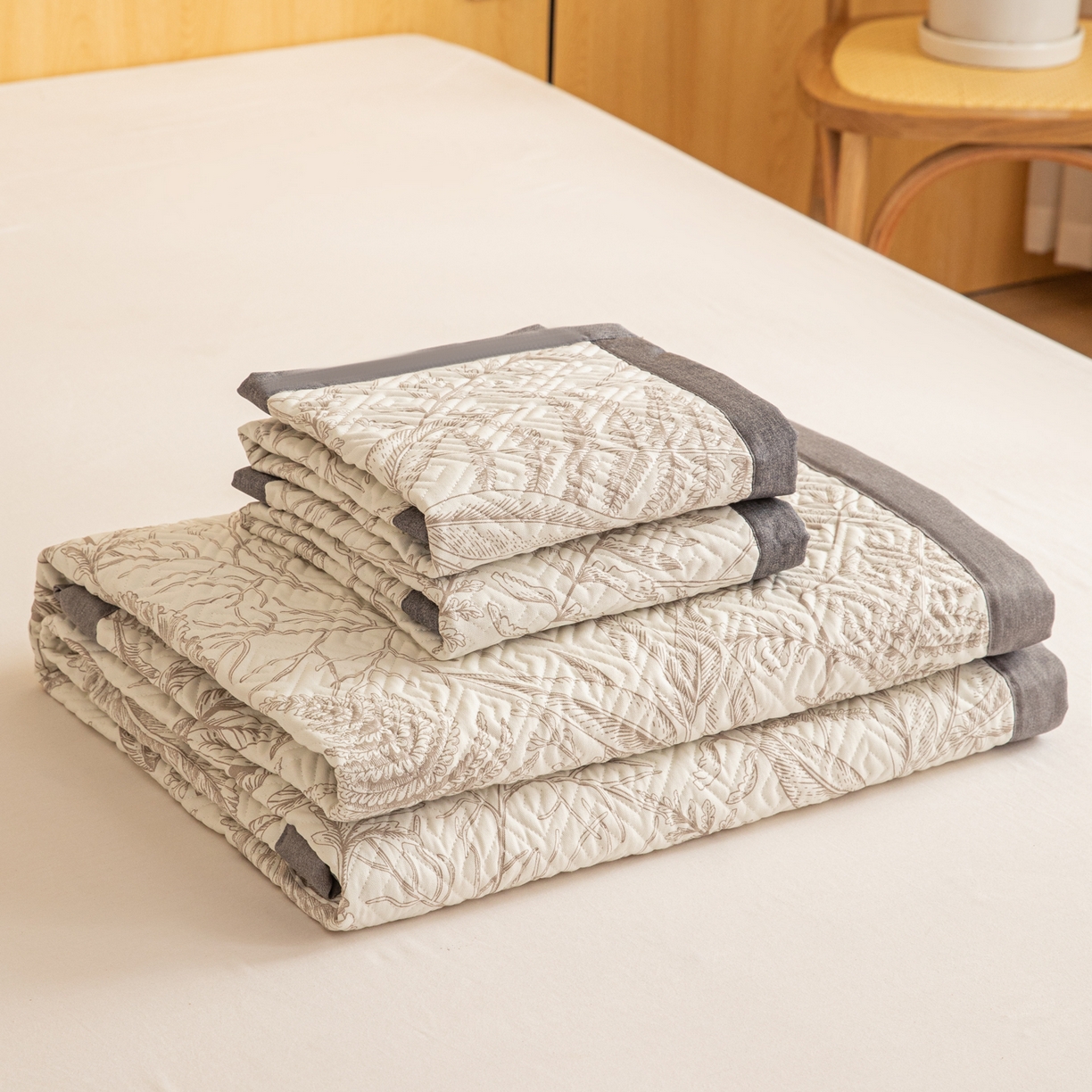 91家纺网 家纺一手货源 找家纺 简宜家居（朝初家纺） 2026新款纯棉老粗布夏季凉席席子 翠影-咖