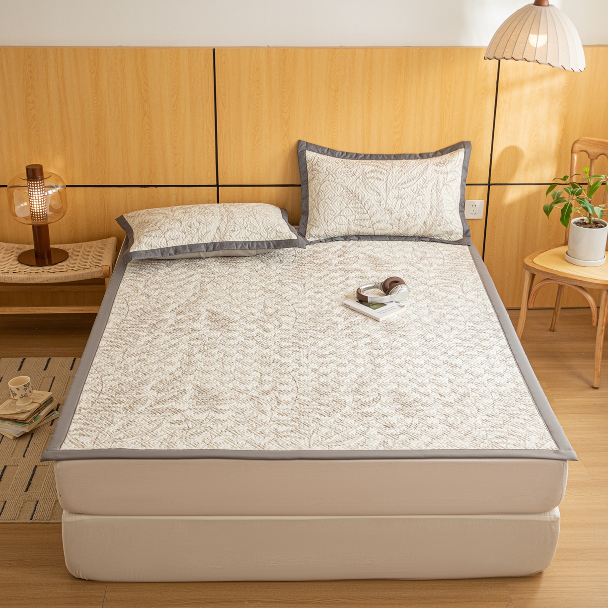 91家纺网 家纺一手货源 找家纺 简宜家居（朝初家纺） 2026新款纯棉老粗布夏季凉席席子 翠影-咖