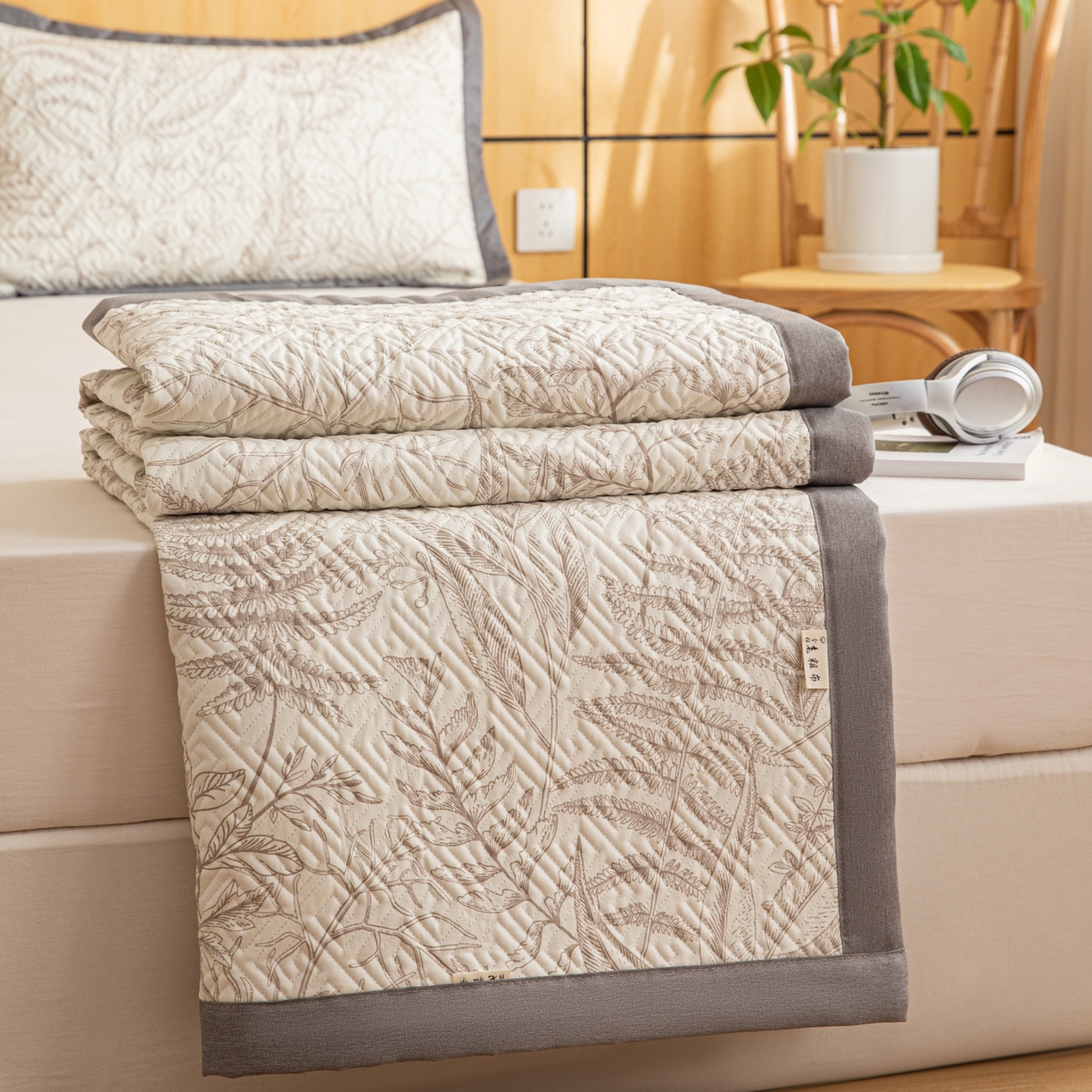 91家纺网 家纺一手货源 找家纺 简宜家居（朝初家纺） 2026新款纯棉老粗布夏季凉席席子 翠影-咖