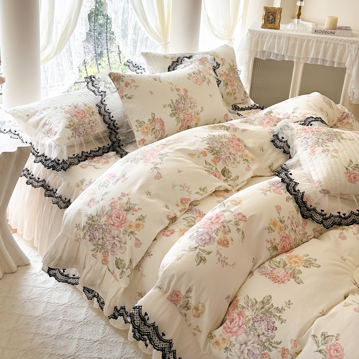 91家纺网 家纺一手货源 找家纺 （总）恋尚 2026春夏新款全棉纯棉印花床裙四件套 床裙四件控价270起