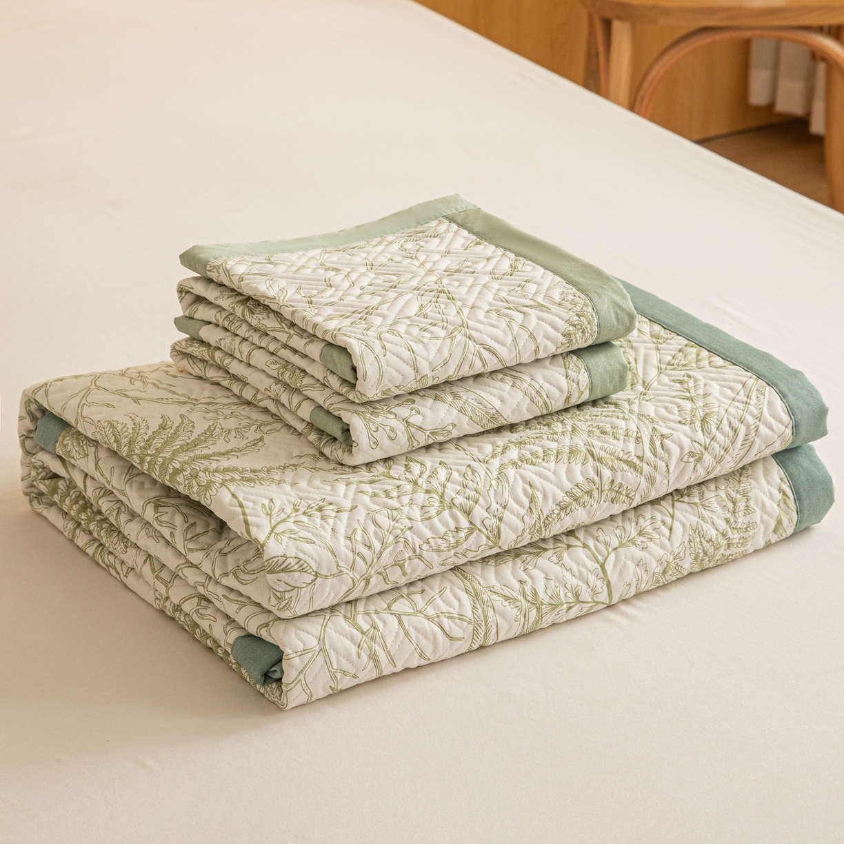 91家纺网 家纺一手货源 找家纺 简宜家居（朝初家纺） 2026新款纯棉老粗布夏季凉席席子 翠影-绿