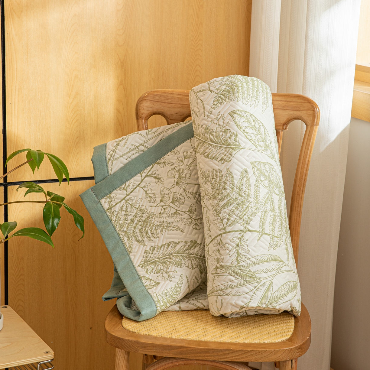 91家纺网 家纺一手货源 找家纺 简宜家居（朝初家纺） 2026新款纯棉老粗布夏季凉席席子 翠影-绿