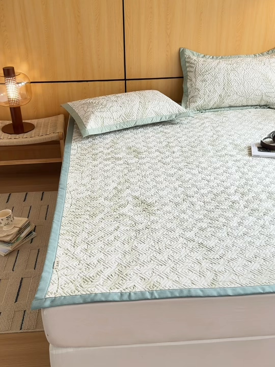 91家纺网 家纺一手货源 找家纺 简宜家居（朝初家纺） 2026新款纯棉老粗布夏季凉席席子 翠影-绿