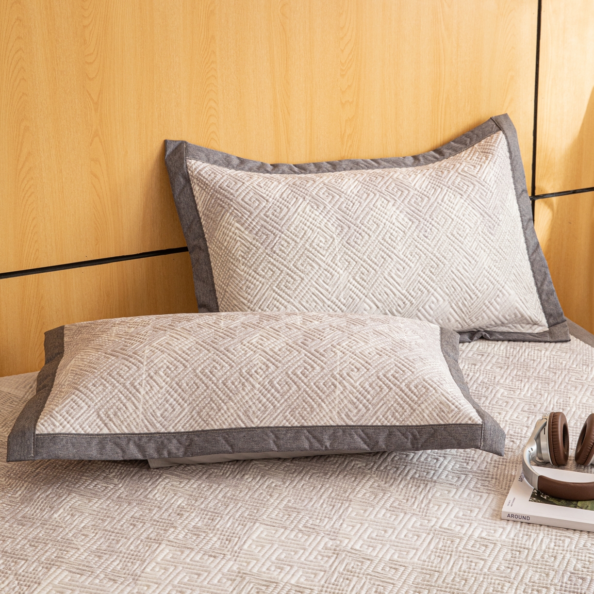 91家纺网 家纺一手货源 找家纺 简宜家居（朝初家纺） 2026新款纯棉老粗布夏季凉席席子 肌理灰