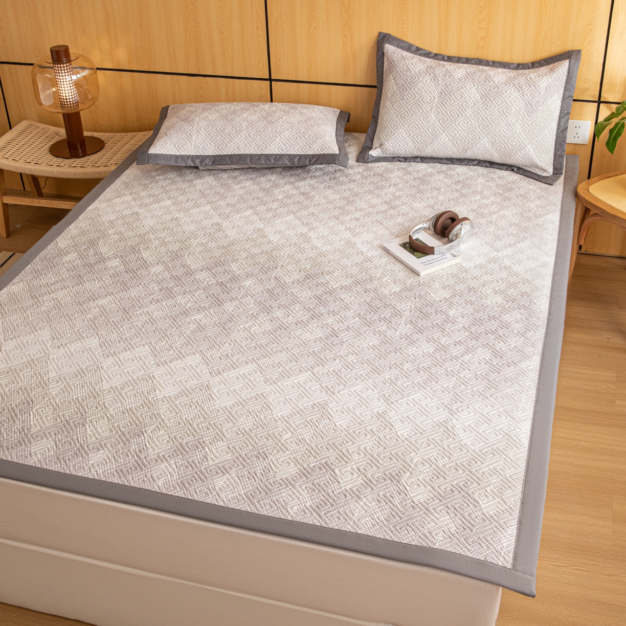 91家纺网 家纺一手货源 找家纺 简宜家居（朝初家纺） 2026新款纯棉老粗布夏季凉席席子 肌理灰