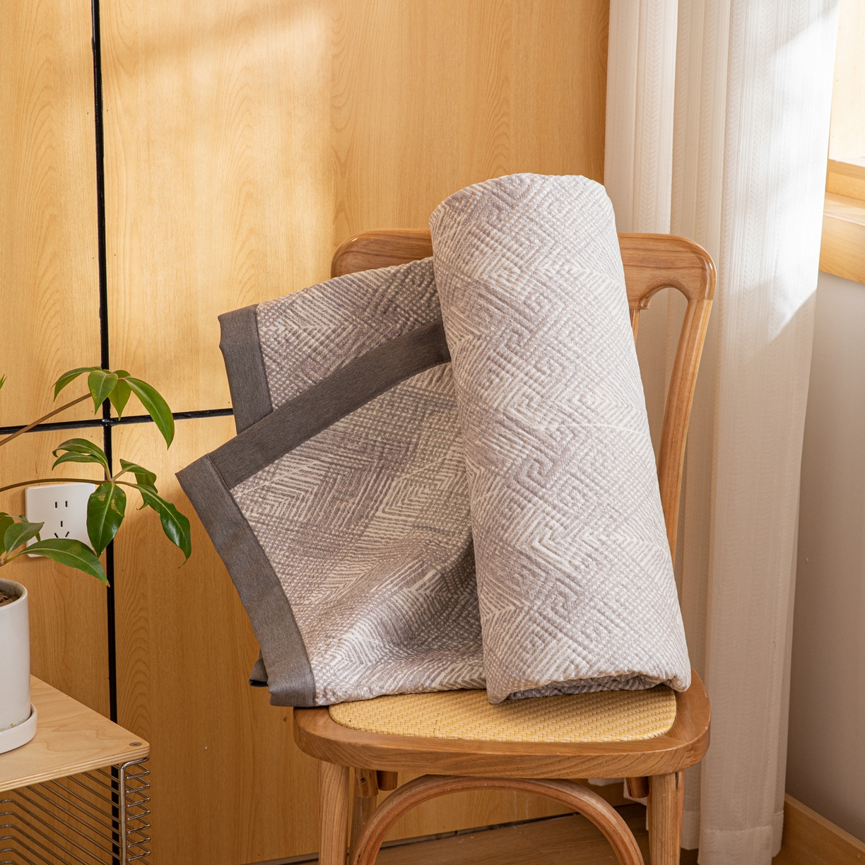 91家纺网 家纺一手货源 找家纺 简宜家居（朝初家纺） 2026新款纯棉老粗布夏季凉席席子 肌理灰