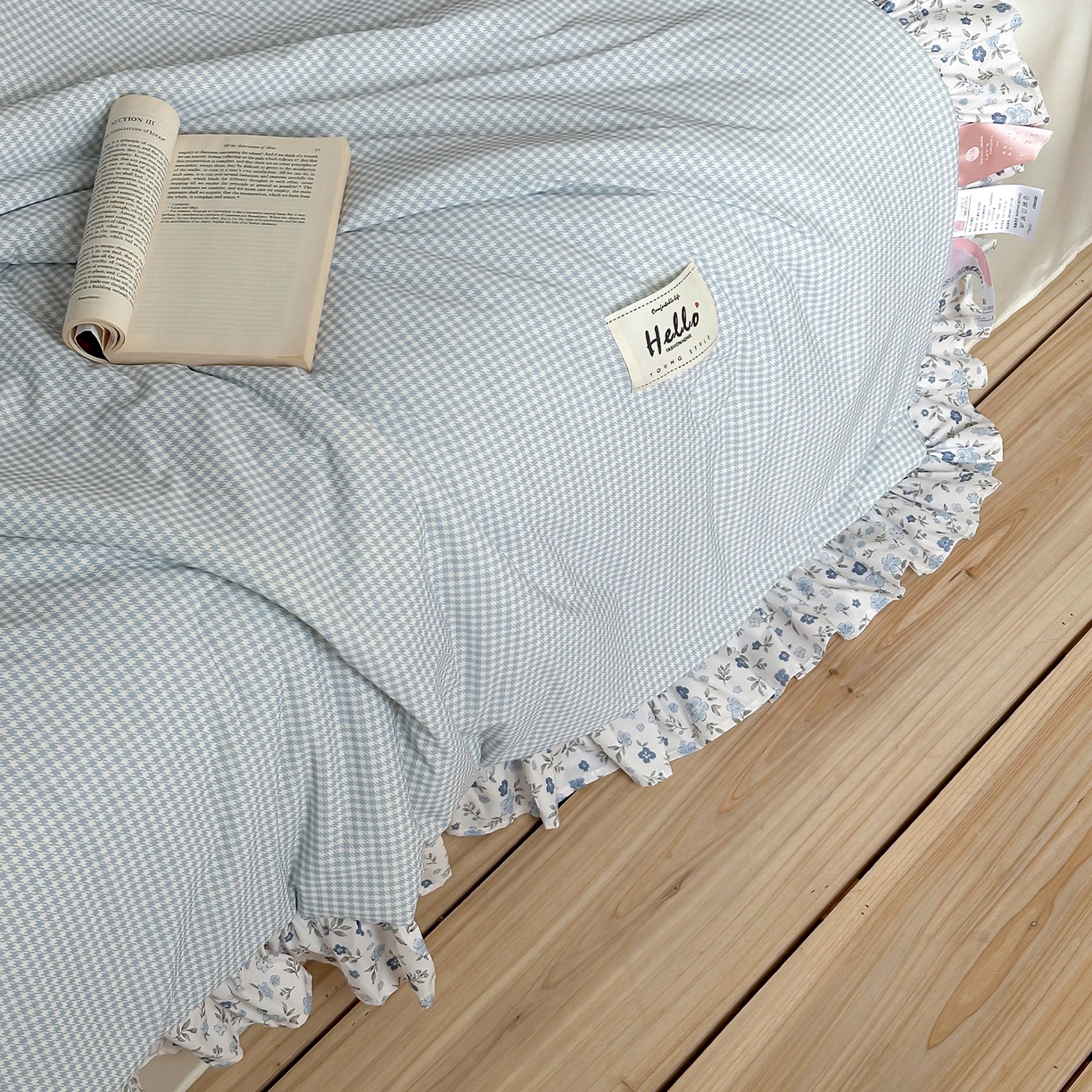 91家纺网 家纺一手货源 找家纺 RYB红黄兰 2026新款ins风夏被A类冰皮凉感夏凉被花边空调被 蓝小格