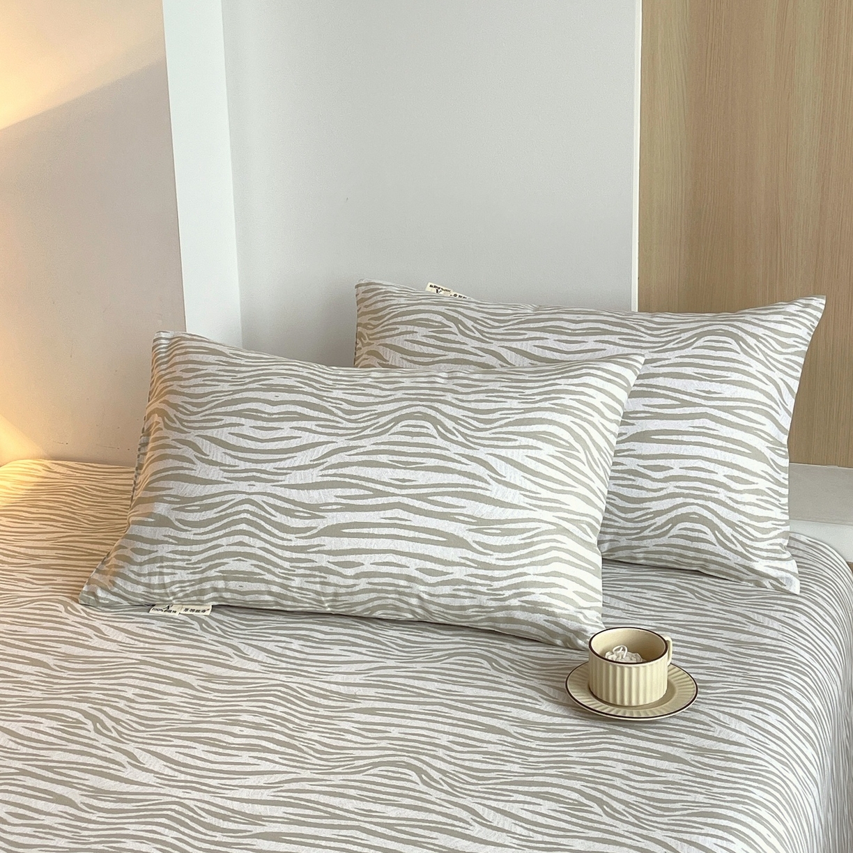 春皖家纺 2026新款全棉老粗布普通款单枕套枕套单件 星野纹-米