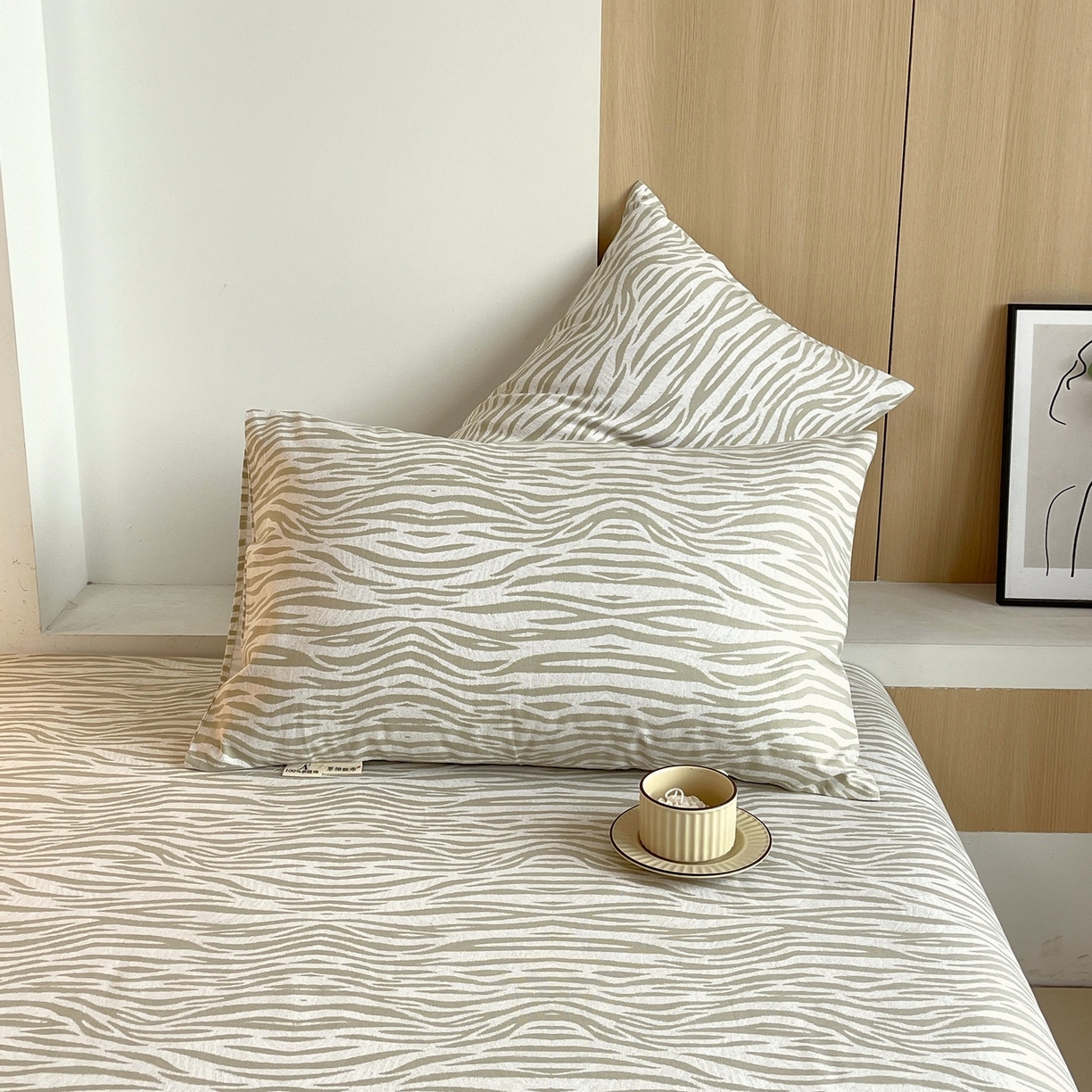 91家纺网 家纺一手货源 找家纺 春皖家纺 2026新款全棉老粗布普通款单枕套枕套单件 星野纹-米