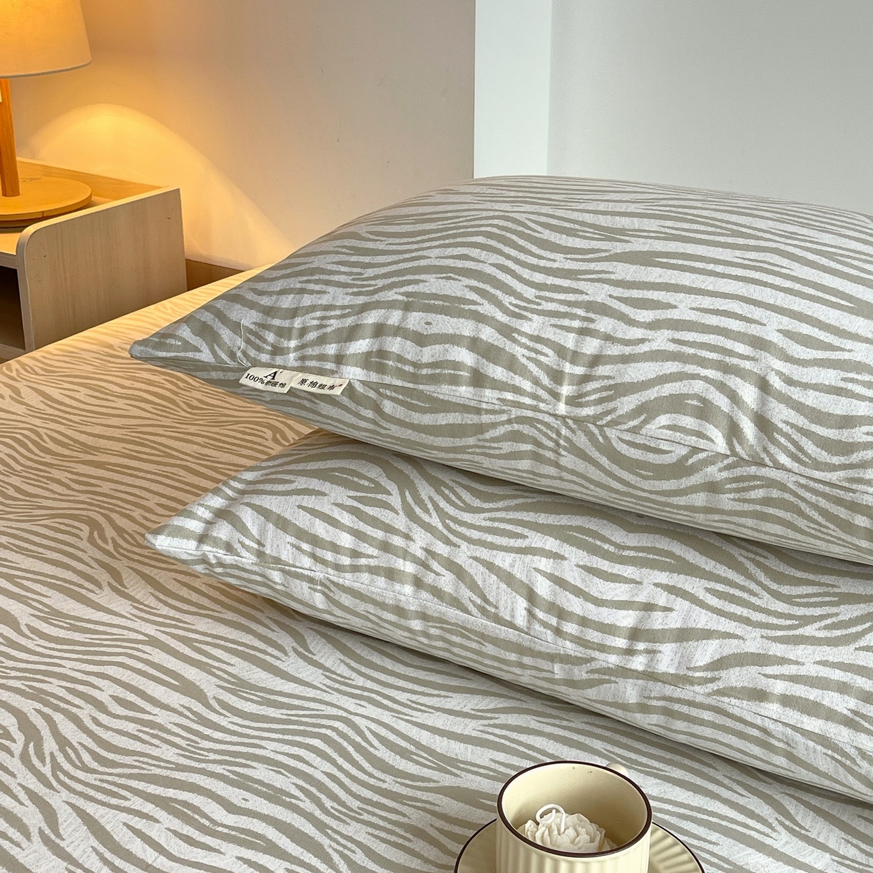 91家纺网 家纺一手货源 找家纺 春皖家纺 2026新款全棉老粗布普通款单枕套枕套单件 星野纹-米