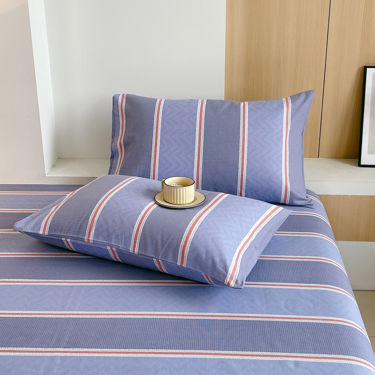 91家纺网 家纺一手货源 找家纺 春皖家纺 2026新款全棉老粗布普通款单枕套枕套单件 雅致-紫