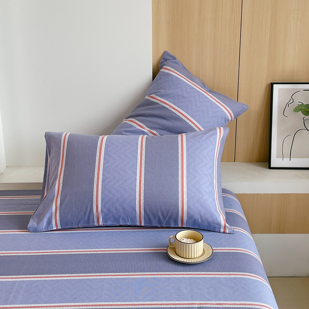 91家纺网 家纺一手货源 找家纺 春皖家纺 2026新款全棉老粗布普通款单枕套枕套单件 雅致-紫