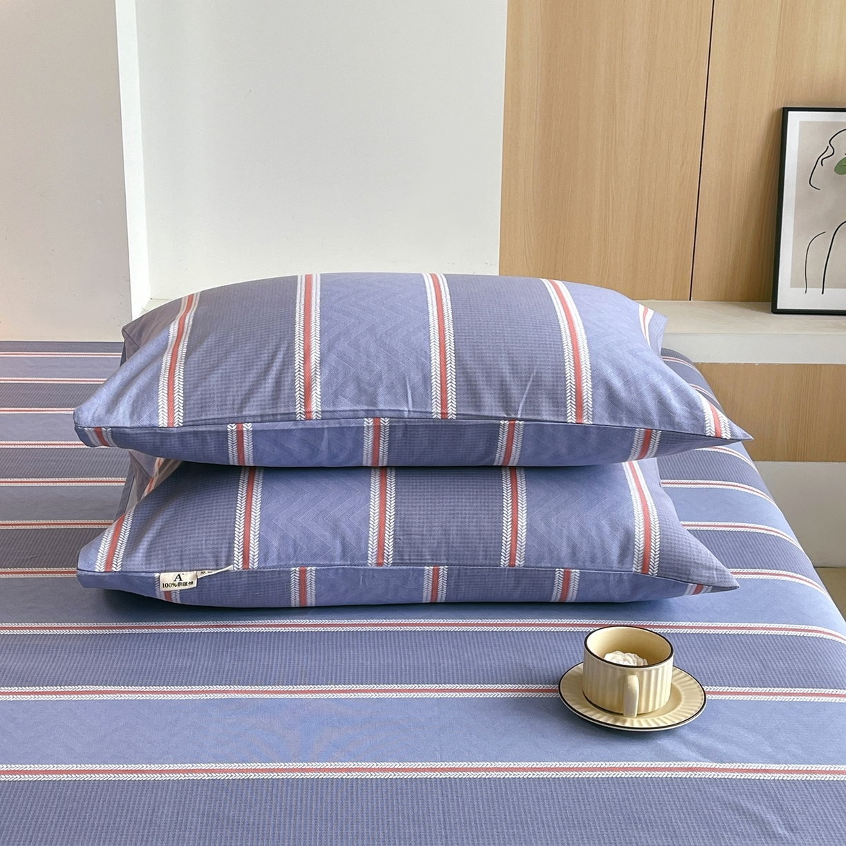 91家纺网 家纺一手货源 找家纺 春皖家纺 2026新款全棉老粗布普通款单枕套枕套单件 雅致-紫