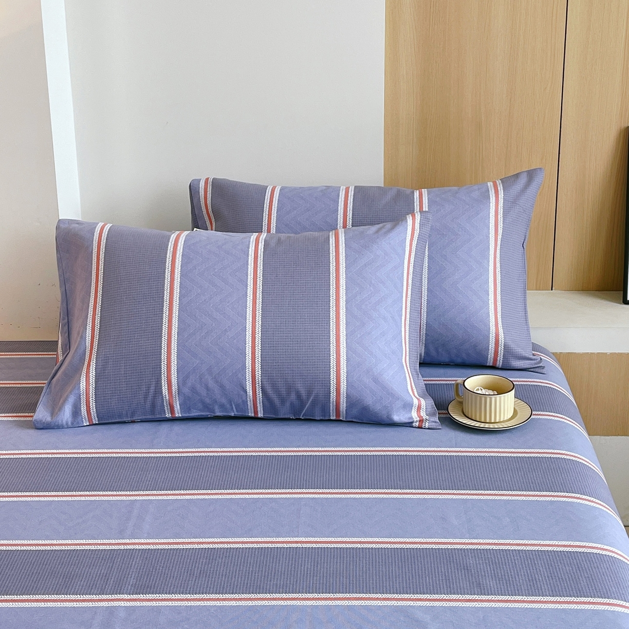 91家纺网 家纺一手货源 找家纺 春皖家纺 2026新款全棉老粗布普通款单枕套枕套单件 雅致-紫