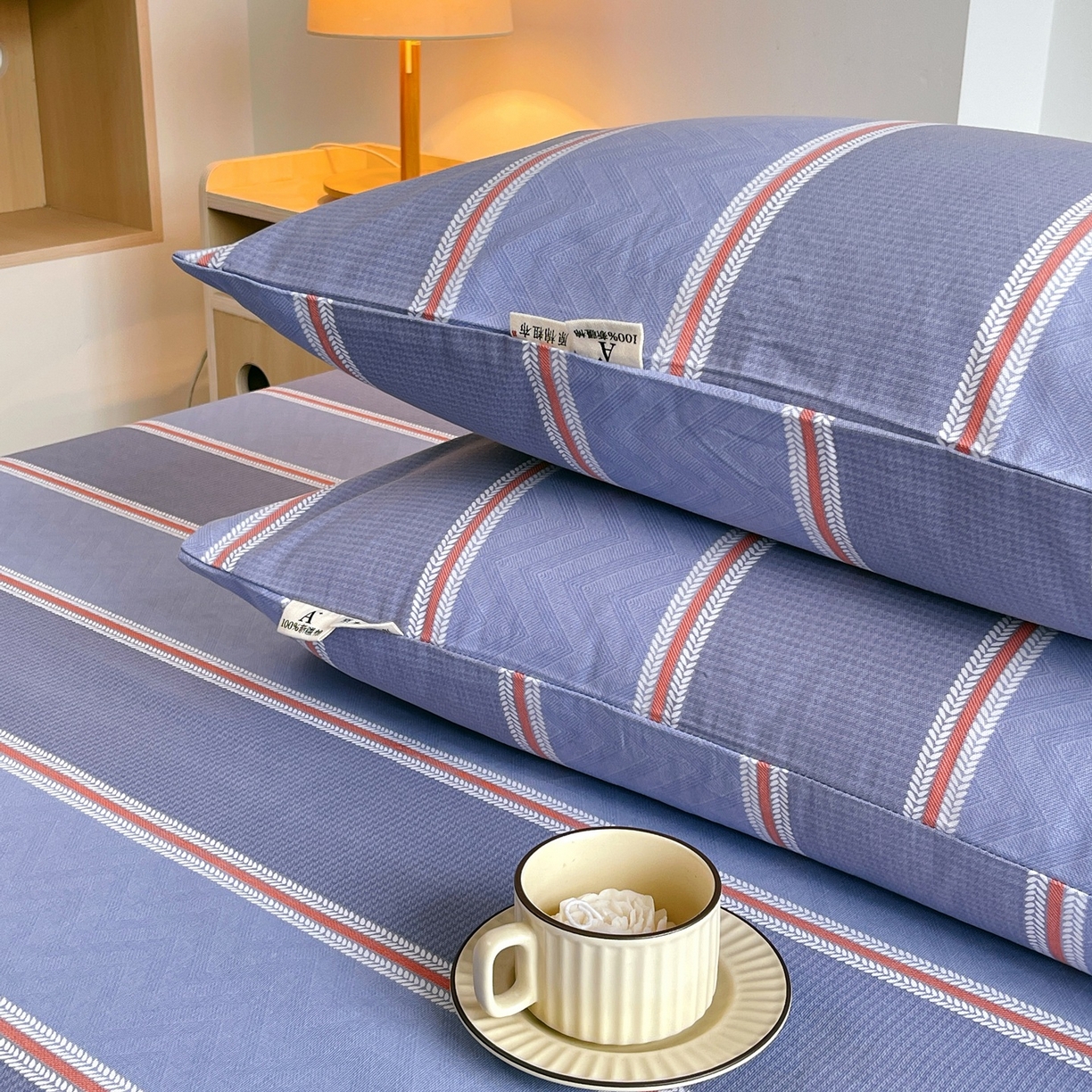 91家纺网 家纺一手货源 找家纺 春皖家纺 2026新款全棉老粗布普通款单枕套枕套单件 雅致-紫